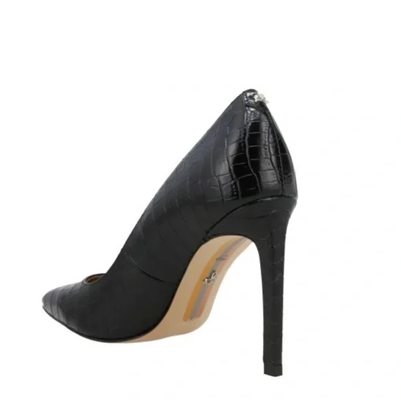 Black Crocodile Print Slip On Pump Heels Sam Edelman - Picture 3 of 4